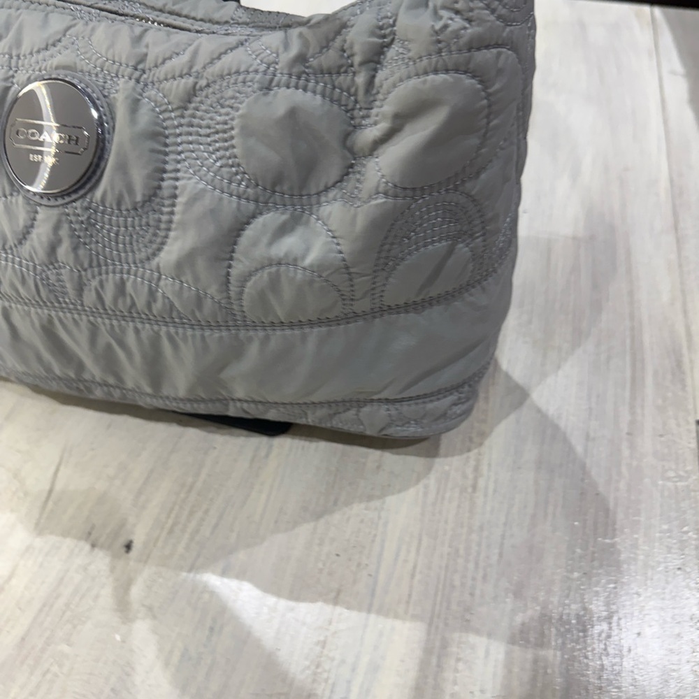 Coach Quilted Signature Hobo Shoulder Bag in Light Gray - Picture 3 of 13